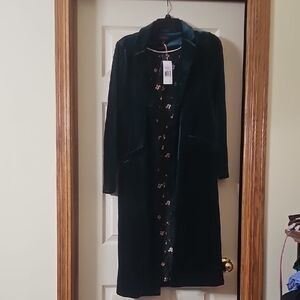 Elegant Hunter Green Velvet long Coat